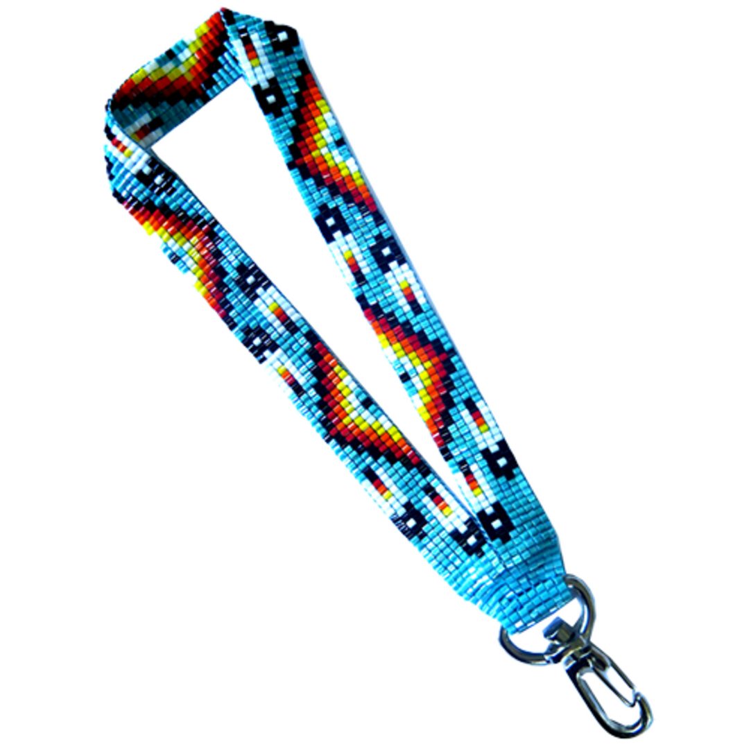 Loomed Wrist Lanyard with Many Feather Pattern