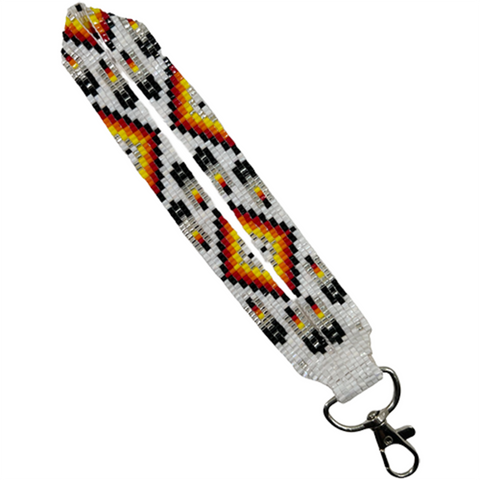 Loomed Wrist Lanyard with Many Feather Pattern