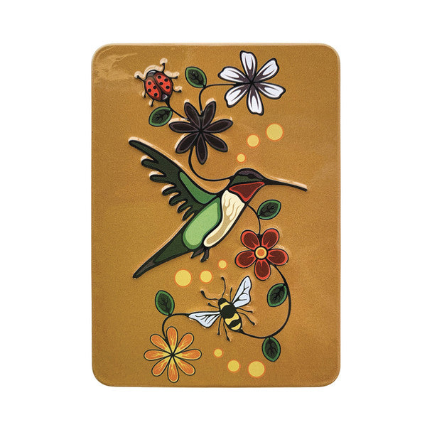 Native Northwest Hummingbird (Nenookaasi) Embossed Metal Magnet