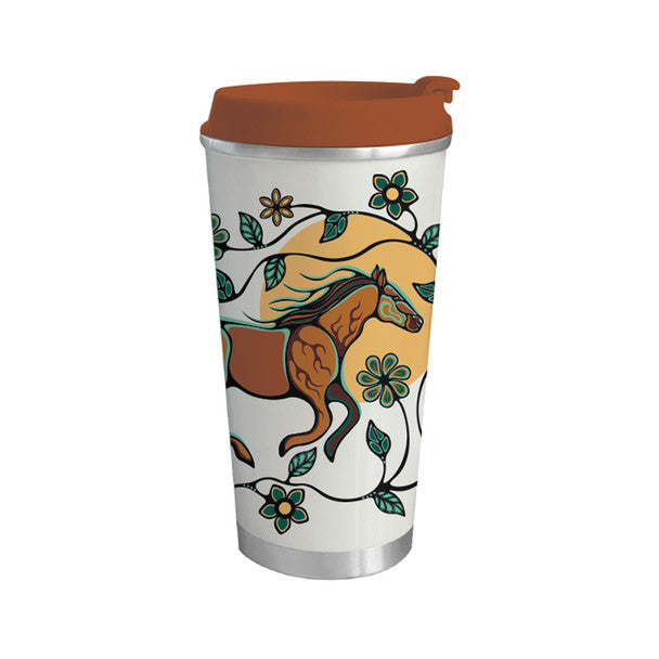 Native Northwest Horse (Bebezhigooganzhii) Art Travel Mug