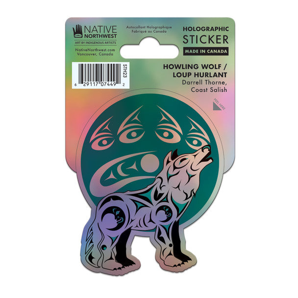 Native Northwest Howling Wolf Holographic Sticker