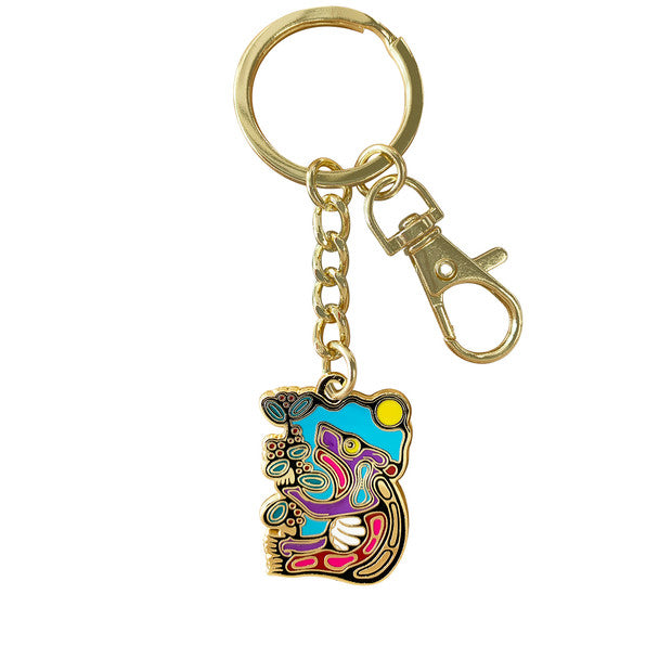 Native Northwest Foraging Bear Enamel Keychain