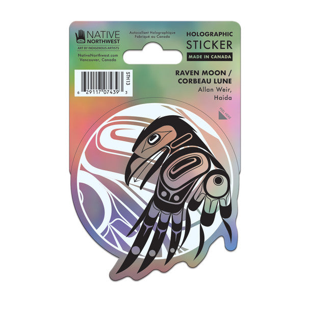 Native Northwest Raven Moon Holographic Sticker