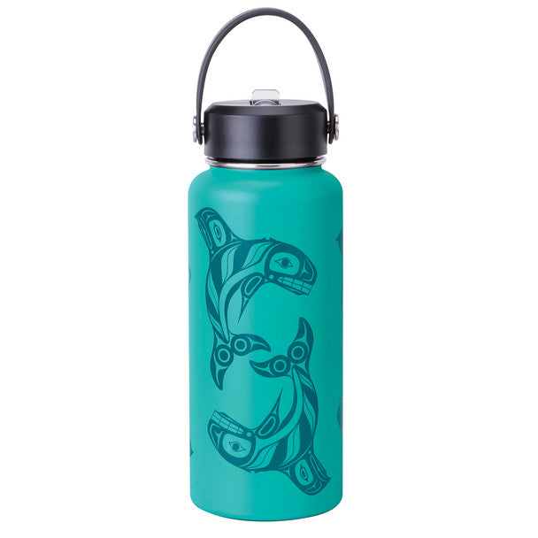 Native Northwest Raven Fin Killer Whale 32oz Wide Mouth Insulated Bottle