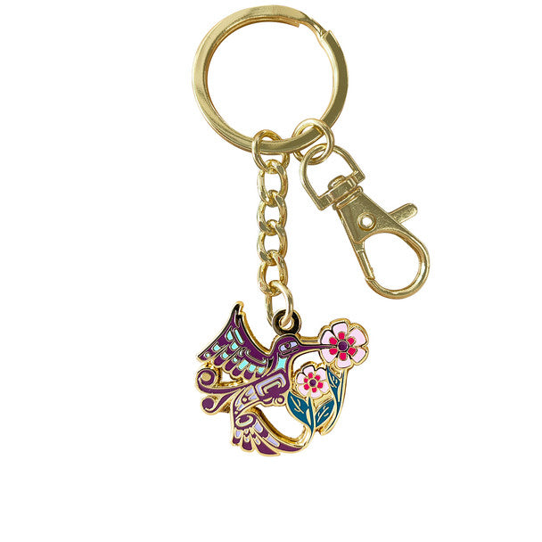 Native Northwest Hummingbird (Purple) Enamel Keychain