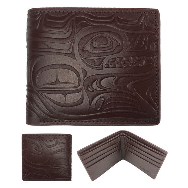 Native Northwest Leather Embossed Wallet - Spirit Wolf 