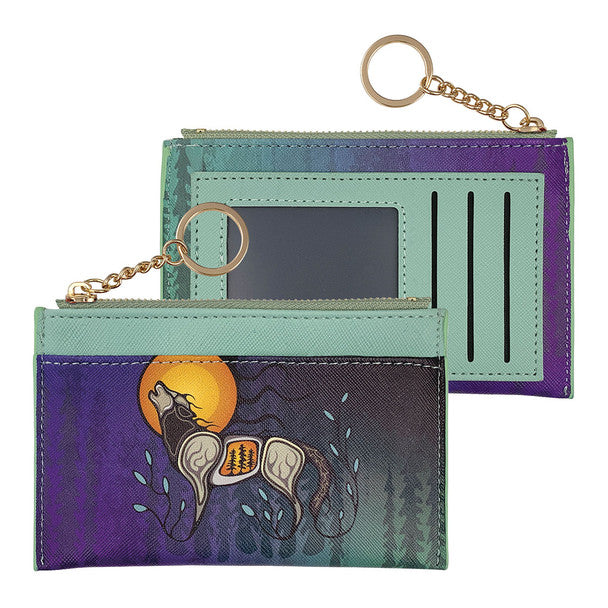 Native Northwest Wolf (Ma'iingan) Zippered Card Wallet