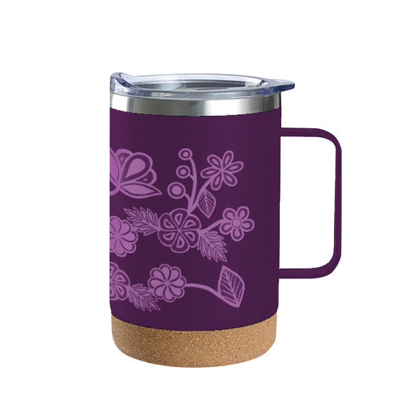 Native Northwest Ojibwe Florals Base Travel Mug with Handle (16oz)