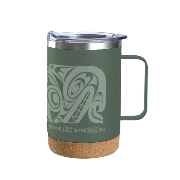 Native Northwest Urban Wolf Cork Base Travel Mug with Handle (16oz)