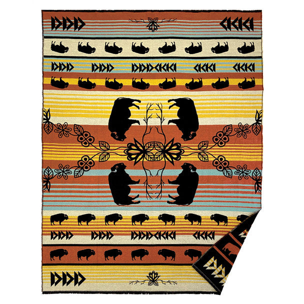 Native Northwest Woven Blanket Buffaloes (MashkodeBiizhikina)