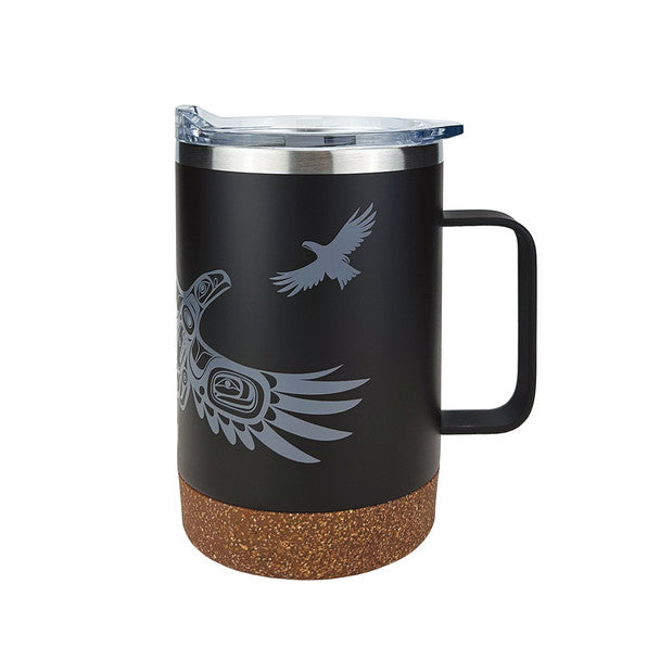 Native Northwest Soaring Eagle Cork Base Travel Mug with Handle (16oz)