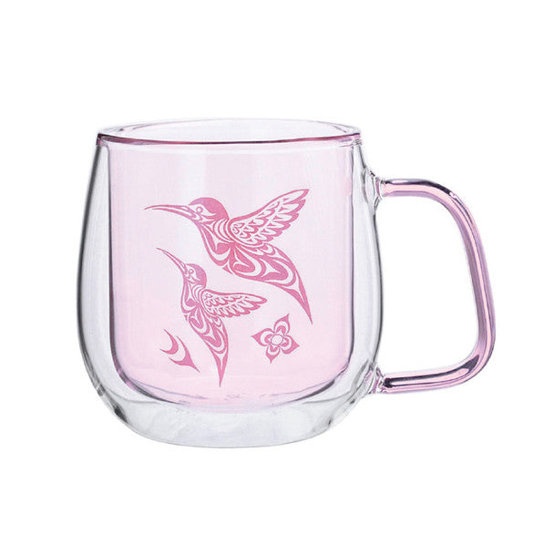 Native Northwest Hummingbird Double Walled Glass Mug