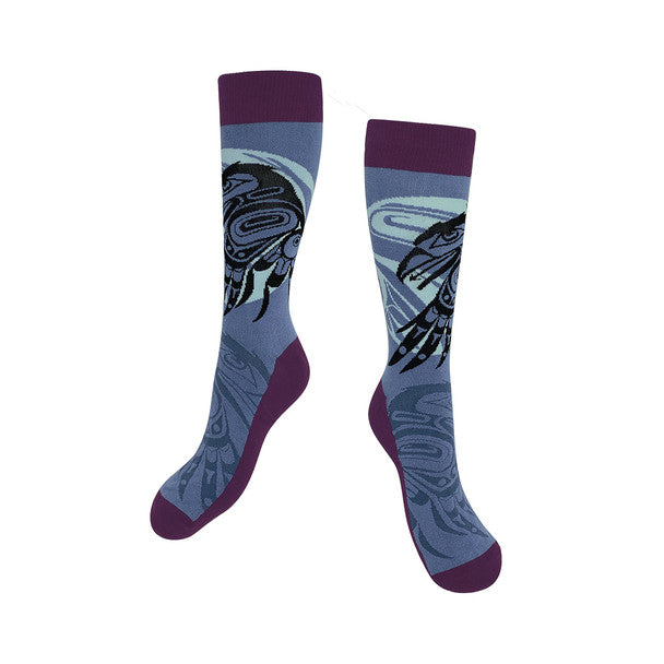 Native Northwest Art Socks - Raven Moon