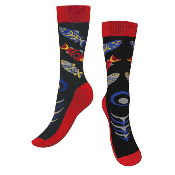 Native Northwest Art Socks - Salmon in the Wild