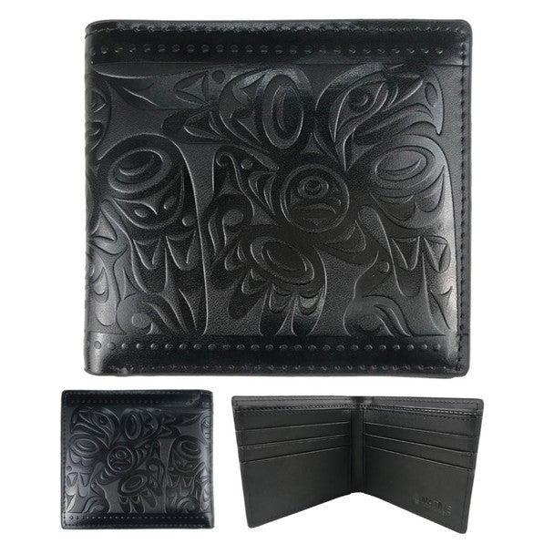 Native Northwest Salish Eagle Leather Embossed Wallet