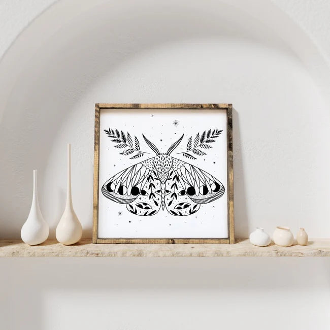 "Mystical Moth" Wood Sign by william rae designs