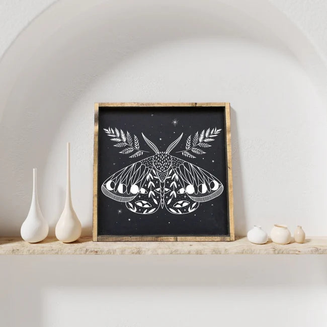 "Mystical Moth" Wood Sign by william rae designs