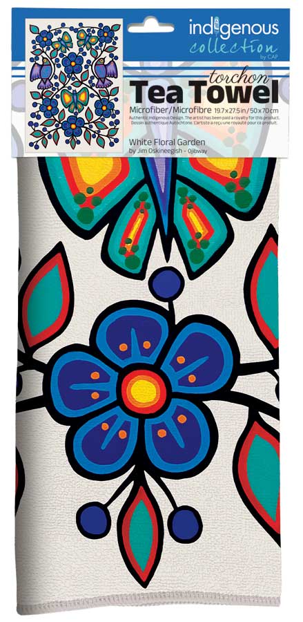 CAP White Floral Garden Microfiber Tea Towel