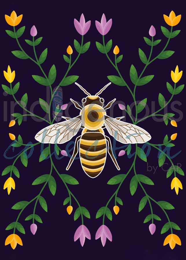 CAP Honey Bee and Ojibwe Floral Art Card