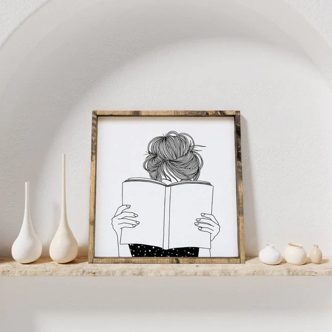 "Girl Reading" Wood Sign by william rae designs