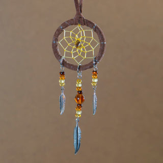 Monaque 1.5" Brown Dreamcatcher w/Metal Feathers