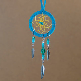 Monaque 1.5"Turquoise Dreamcatcher w/Metal Feathers
