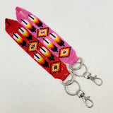 Loomed Beaded Wrist Lanyard With One Feather Design