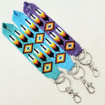 Loomed Beaded Wrist Lanyard With One Feather Design