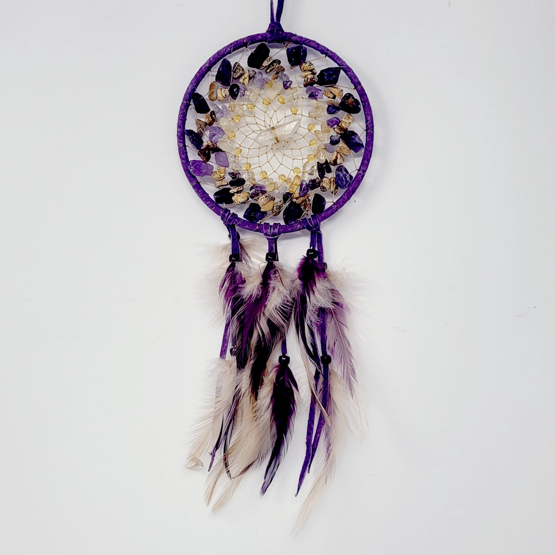 Monague 4" Purple Stone Cluster Dreamcatcher