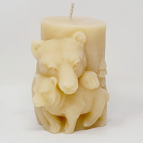 Laughing Lichen Beeswax Bear Pillar Candle