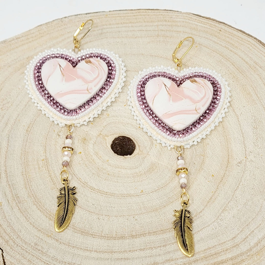 Beth Rose Designs Matte Cab Heart Earrings