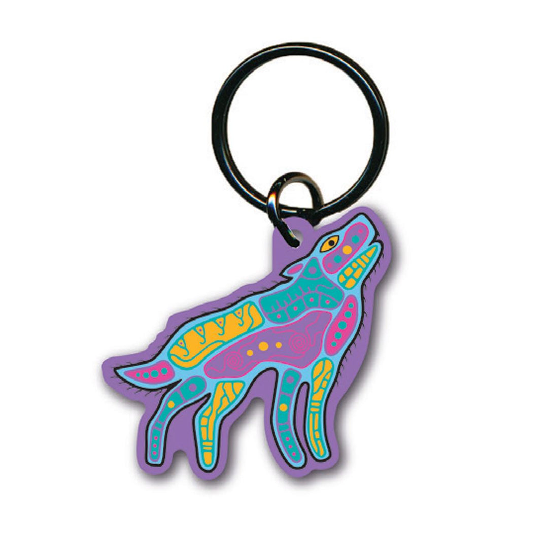 Native Northwest Howling Wolf Keychain