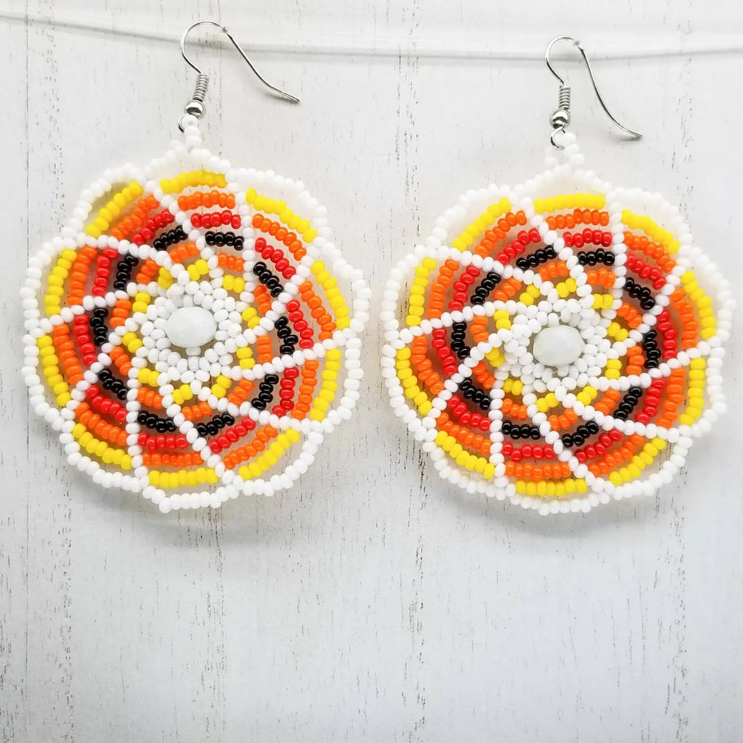 Tribal Roots Beaded Pinwheel Earrings