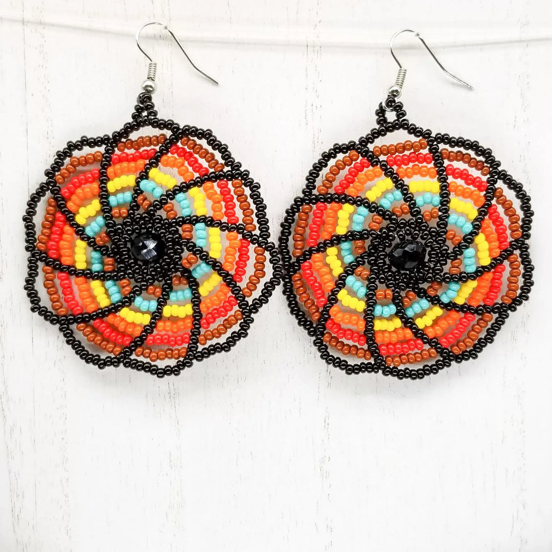Tribal Roots Beaded Pinwheel Earrings