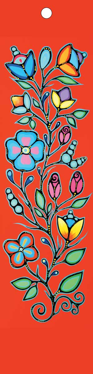CAP Bookmark Red Ojibway Floral