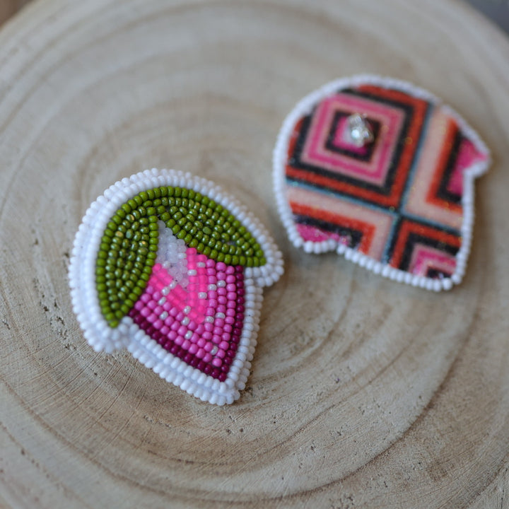 Jess S. Large Beaded Strawberry Earrings