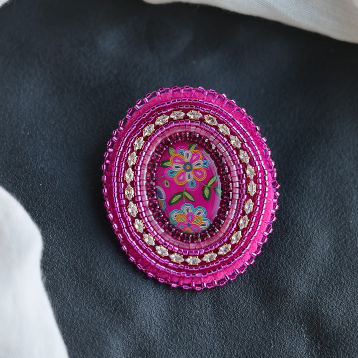 Beth Rose Designs Pink Beaded Brooch