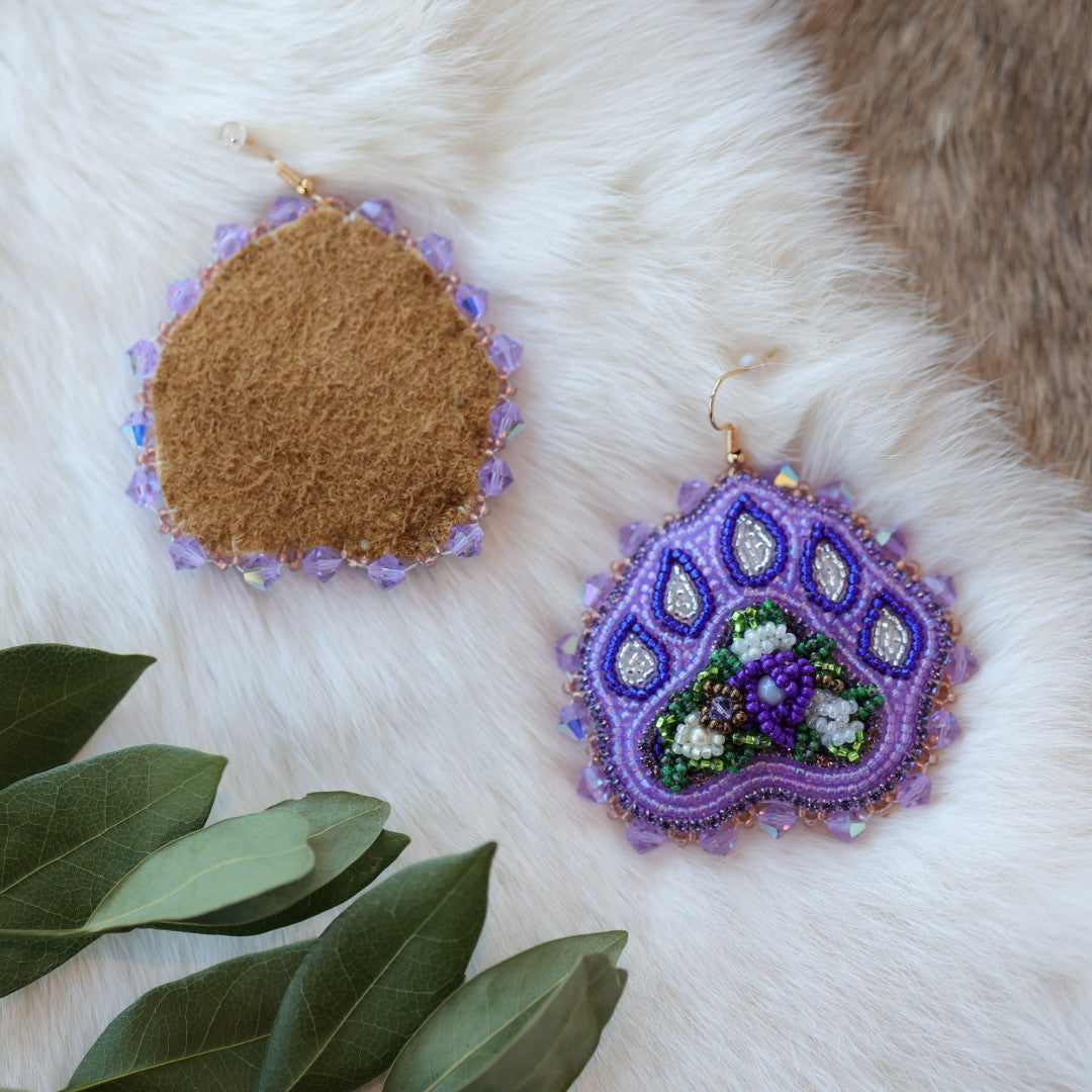 Pieces of Work by Mercedes Floral Bear Paw Beaded Earrings