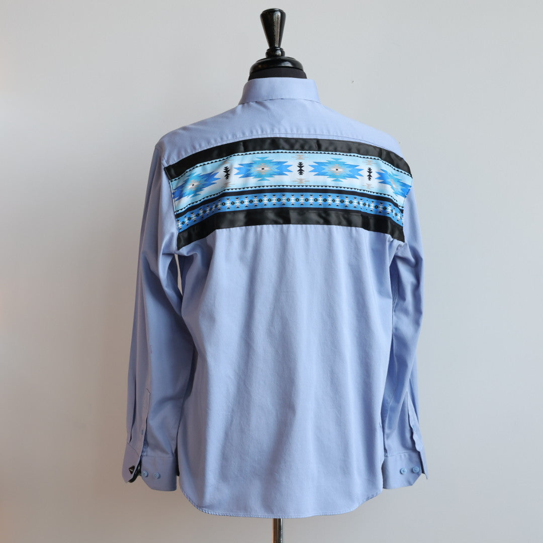 Phoenyx Designs Blue Southwest Geometric Ribbon Shirt