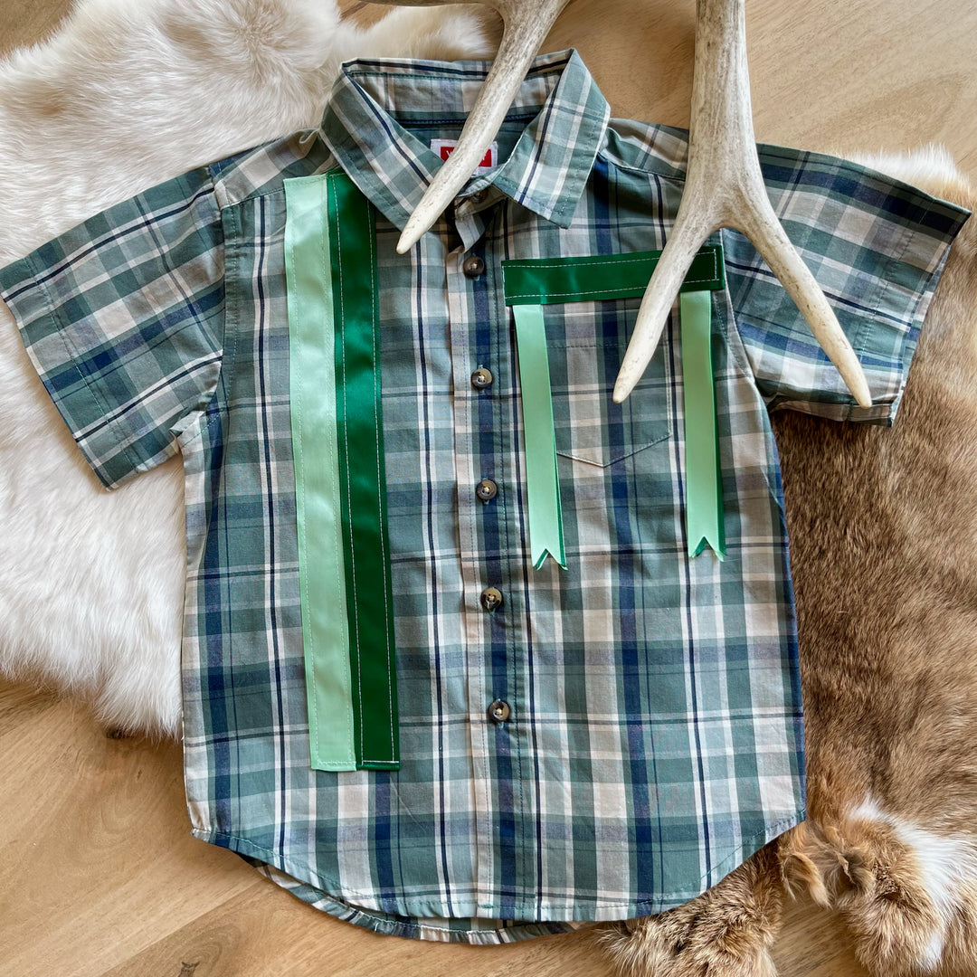 Vi's CREE-ations Plaid 4T Boy's Ribbon Shirt