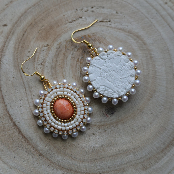 Prairie Sage Beadwork Spiny Oyster Beaded Earrings