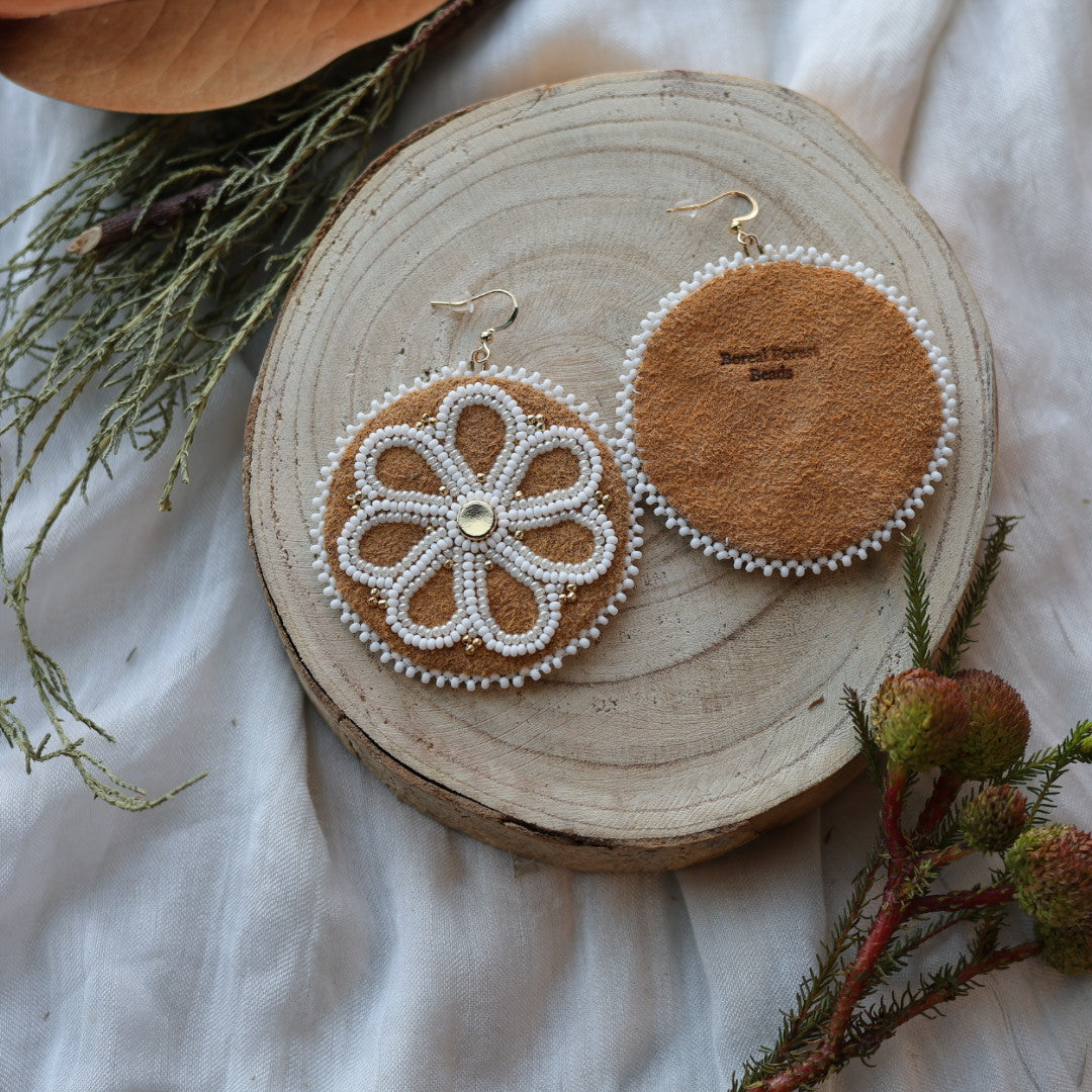 Boreal Forest Beads Floral Beaded Moose Hide Earrings