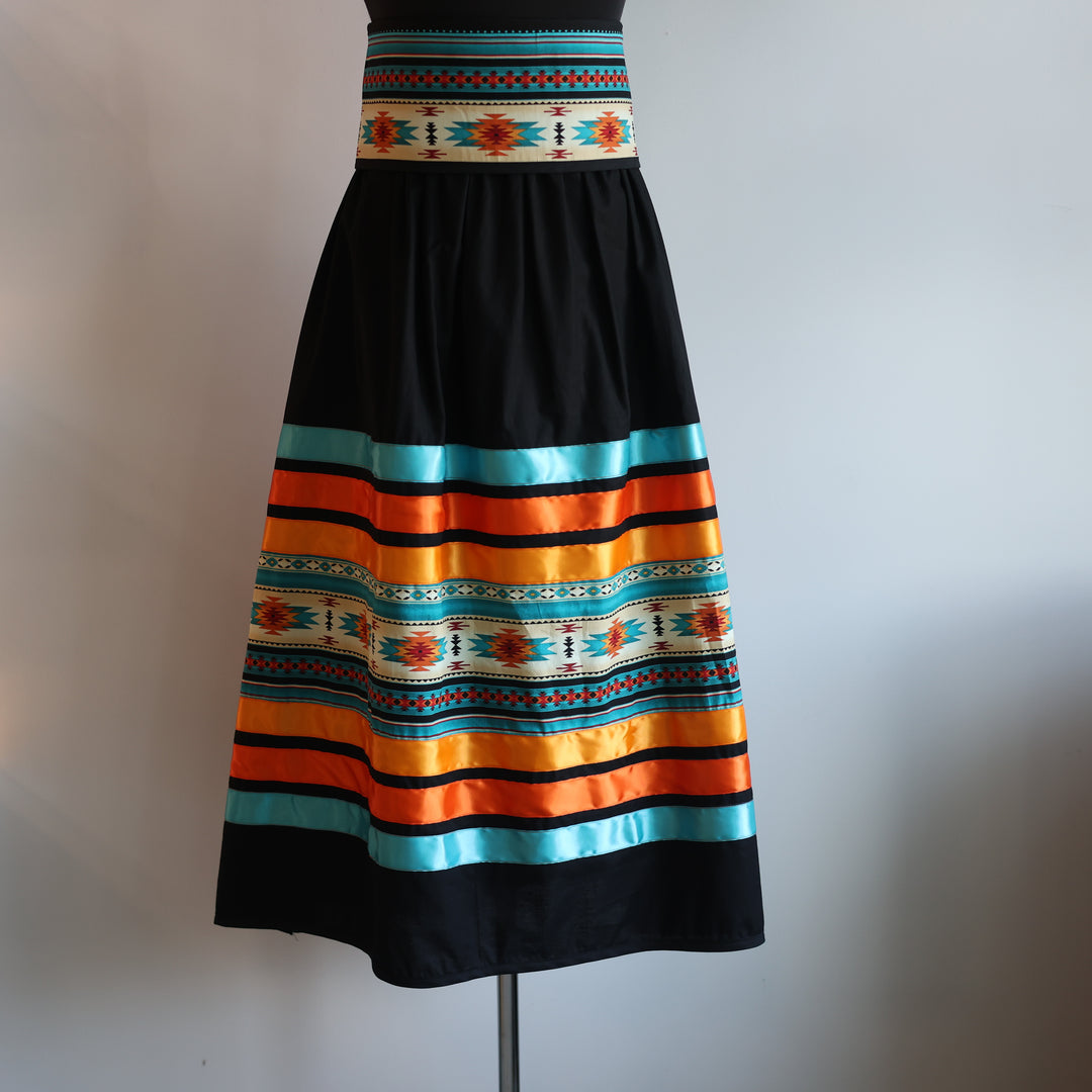 Phoenyx Designs Turquoise &amp; Orange Geometric Ribbon Skirt &amp; Belt