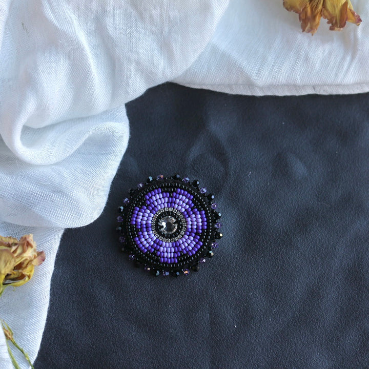 Beth Rose Designs Purple Beaded Brooch