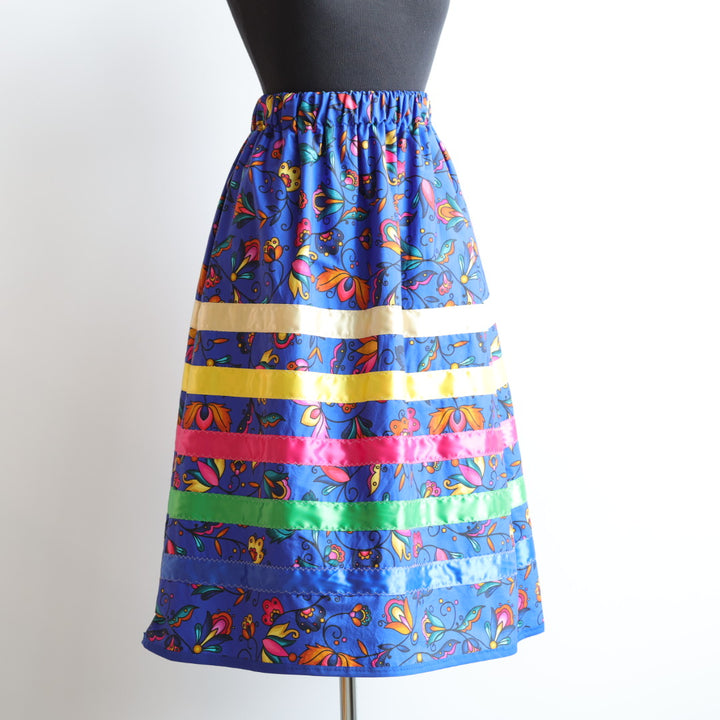 Carol B. Royal Blue Floral Ribbon Skirt