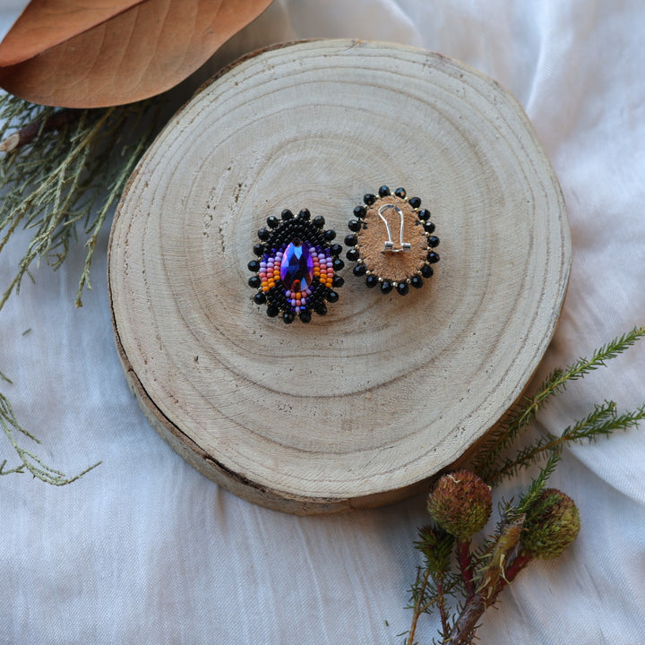 Boreal Forest Beads Gem Teardrop Beaded Earrings
