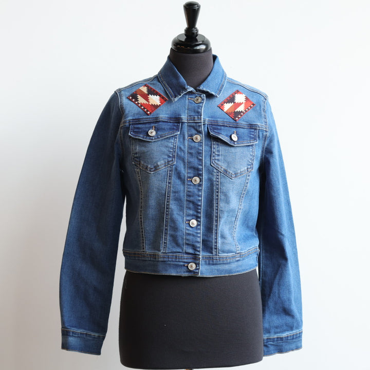 Vi's CREE-ations Copper Geometric & Wolves Denim Jacket