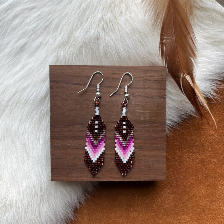 Dorothy B. Large Feather Peyote Earrings
