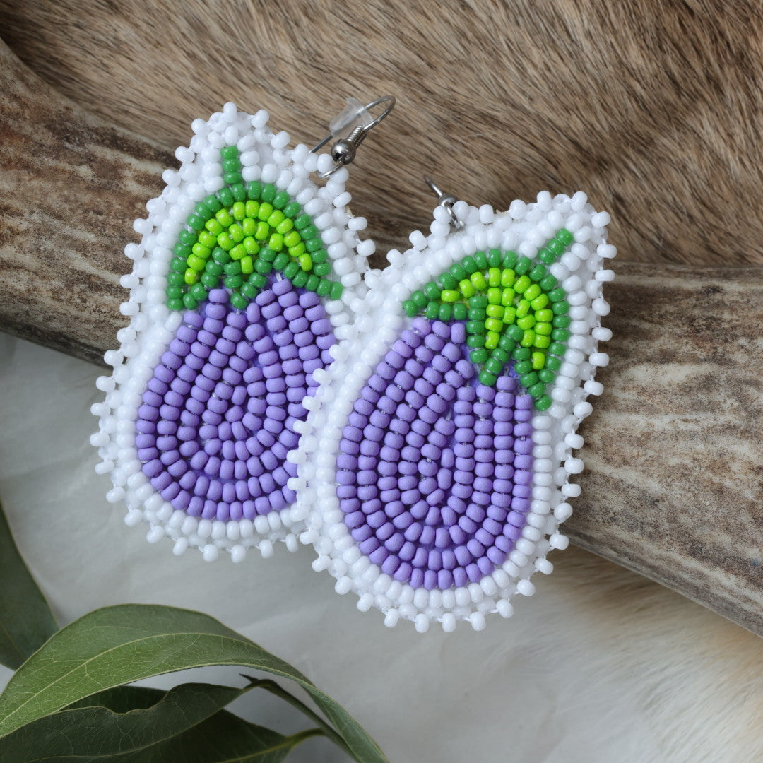 Keegan W. Eggplant Beaded Earrings