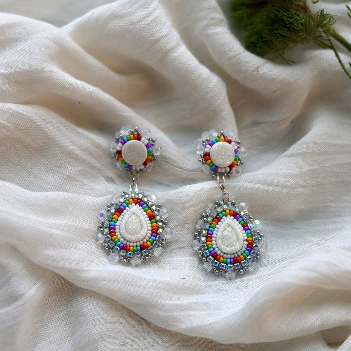 Prairie Beads Rainbow Tiered Beaded Earrings